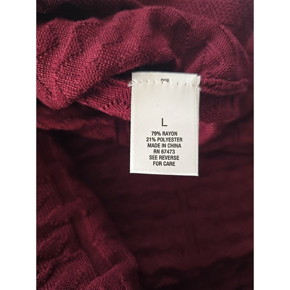 Nwt ROZ & ALI Dressbarn Womens Large Burgandy Bell A LINE Sweater Knit Dress - Picture 8 of 9